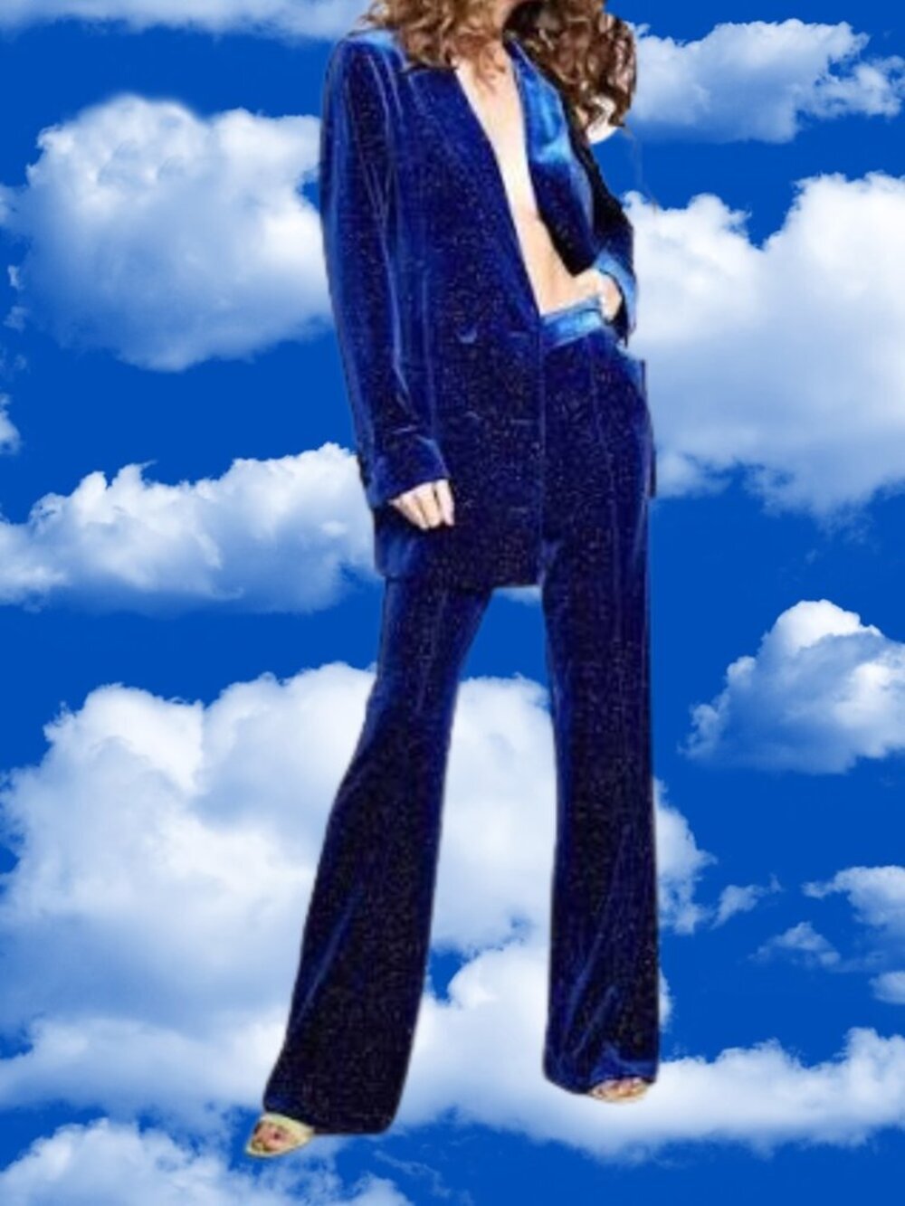 alice McCALL Midnight Magic Blue Velvet Blazer and Pants Set US 2 MSRP $700 NWOT